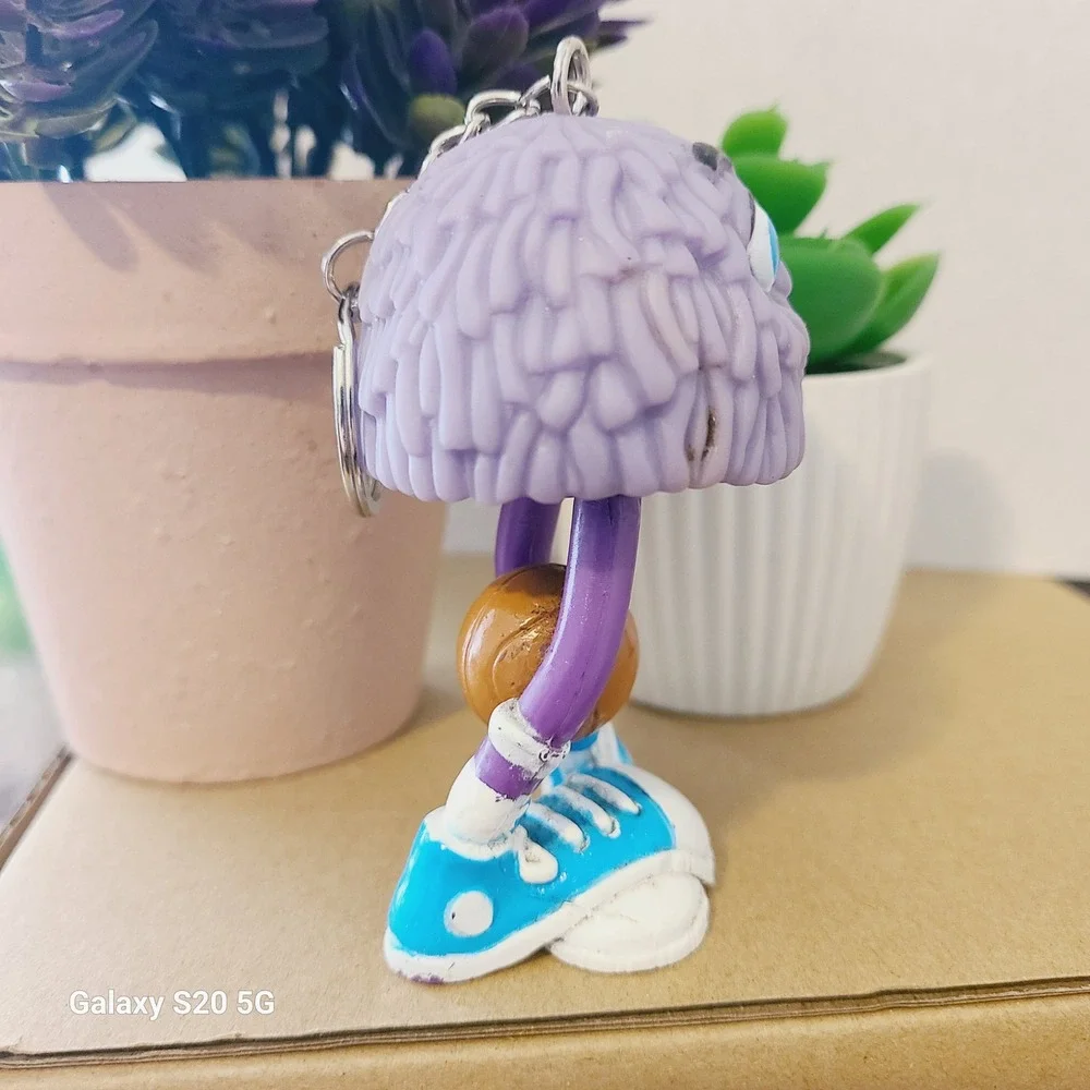 Purple Furry Monster Keychain Basketball Player Cute Charm Pre-Owned Collectible